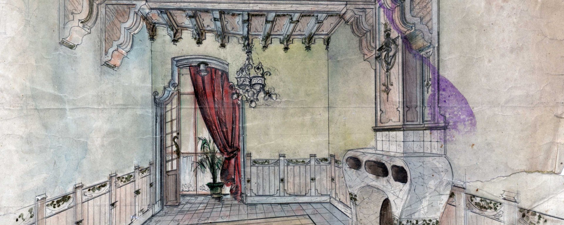 Projecte de disseny del saló de la casa Gassiot, 1914 (ACGAX. Fons Sadurní Brunet Pi. Codi atribuït 9.4.2)