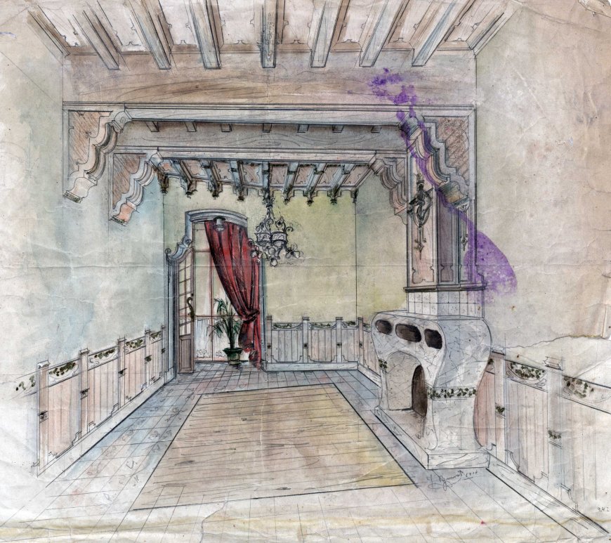 Projecte de disseny del saló de la casa Gassiot, 1914 (ACGAX. Fons Sadurní Brunet Pi. Codi atribuït 9.4.2)