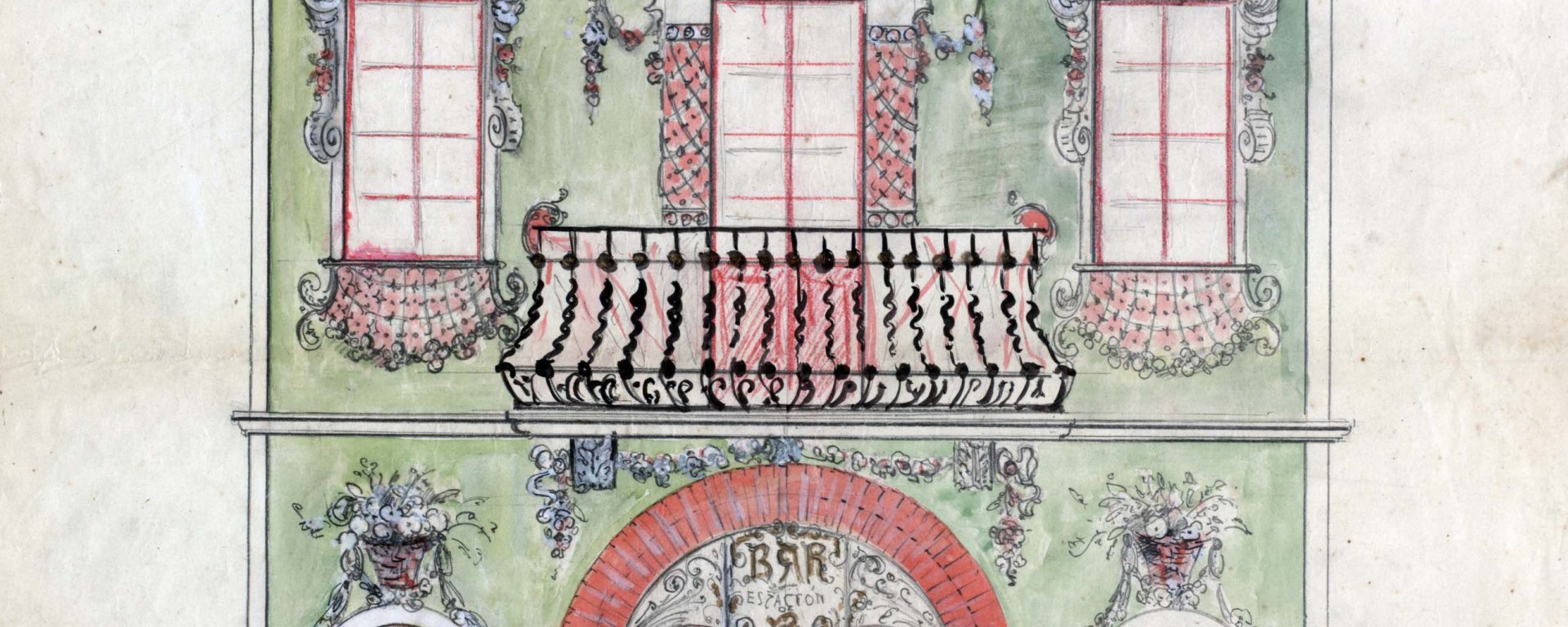 Projecte de decoració de la façana de la casa Farigola, 1926 (ACGAX. Fons Sadurní Brunet Pi. Codi atribuït 9.1.2)
