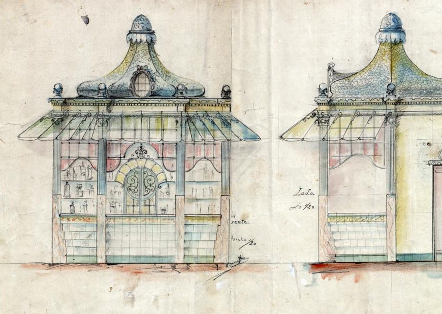 Projecte d'un quiosc modernista a la zona del Tibidabo, a Barcelona, entre els anys 1908 i 1912 (ACGAX. Fons Sadurní Brunet Pi. Codi atribuït 5.12.1)